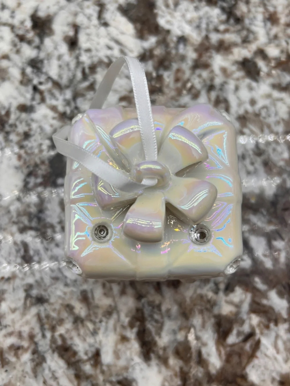 Porcelain gift box Christmas ornament glazed finish changing light colors